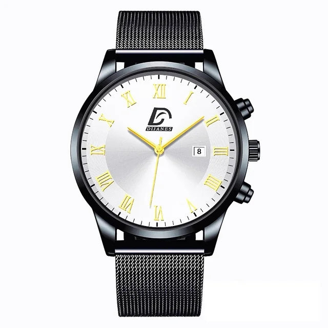2025 Luxury Fashion Mens Minimalist Watches Luxury Stainless Steel Mesh Belt Quartz Watch Men Business Casual Clock reloj hombre