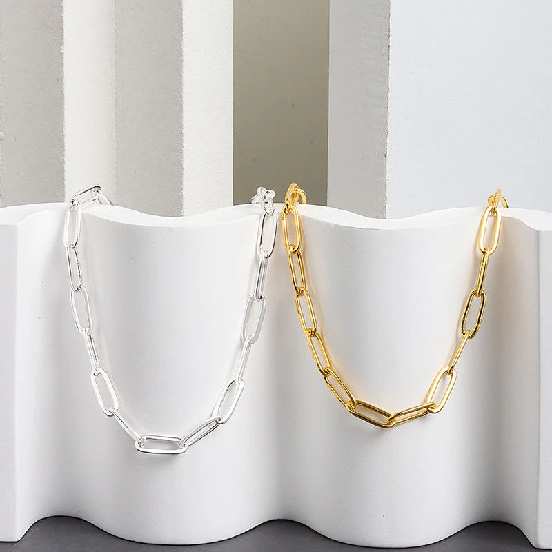 VENTFILLE 925 Sterling Silver Hiphop Necklace New Fashion Simple Geometric Handmade Clavicle Chain Party Jewelry Gifts for Women