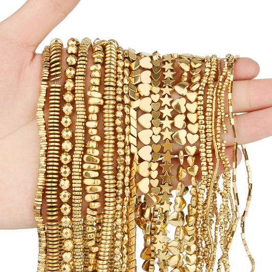 Retention Color AAA+ Gold Plated Hematite Beads Natural Stone Irregular Geometric Beads For Jewelry Making Diy Bracelet