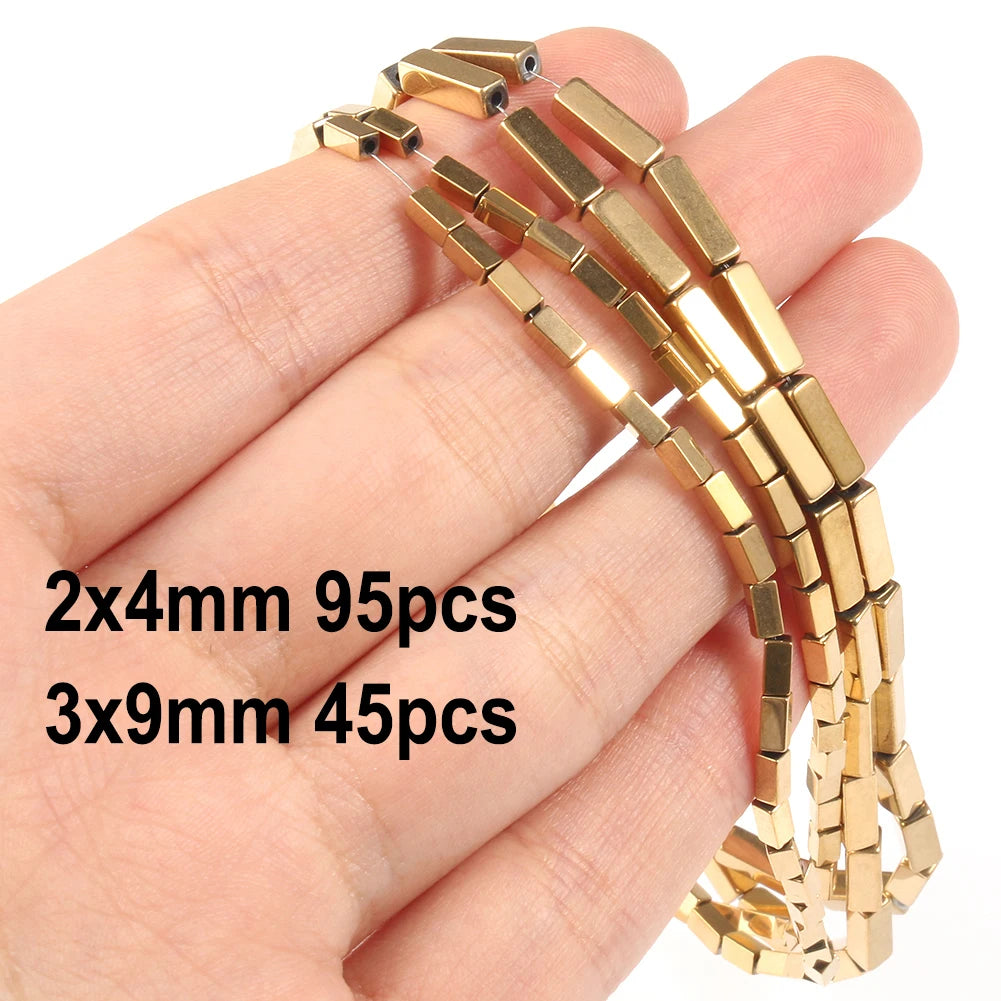 Retention Color AAA+ Gold Plated Hematite Beads Natural Stone Irregular Geometric Beads For Jewelry Making Diy Bracelet