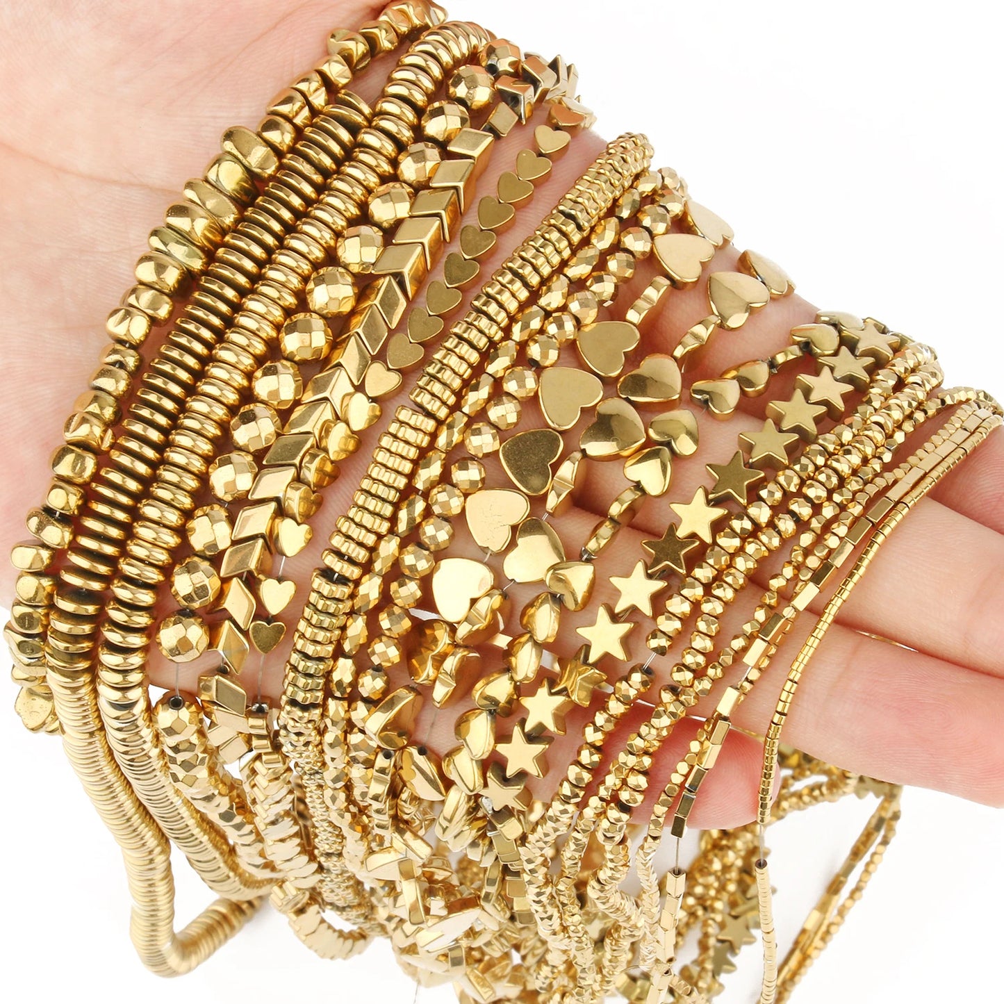 Retention Color AAA+ Gold Plated Hematite Beads Natural Stone Irregular Geometric Beads For Jewelry Making Diy Bracelet