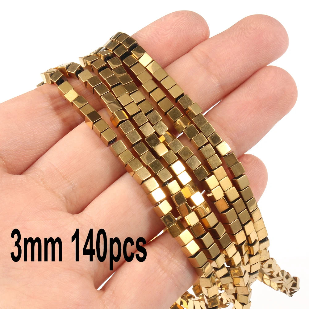 Retention Color AAA+ Gold Plated Hematite Beads Natural Stone Irregular Geometric Beads For Jewelry Making Diy Bracelet