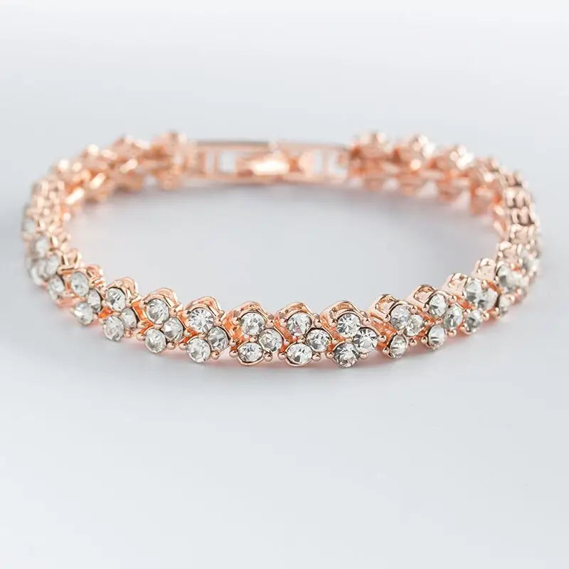 New Women Luxury Lucky Bracelet for Female Blue Crystal Heart Charm Bracelet Women Bridal Wedding Engagement Fine Jewelry Gift