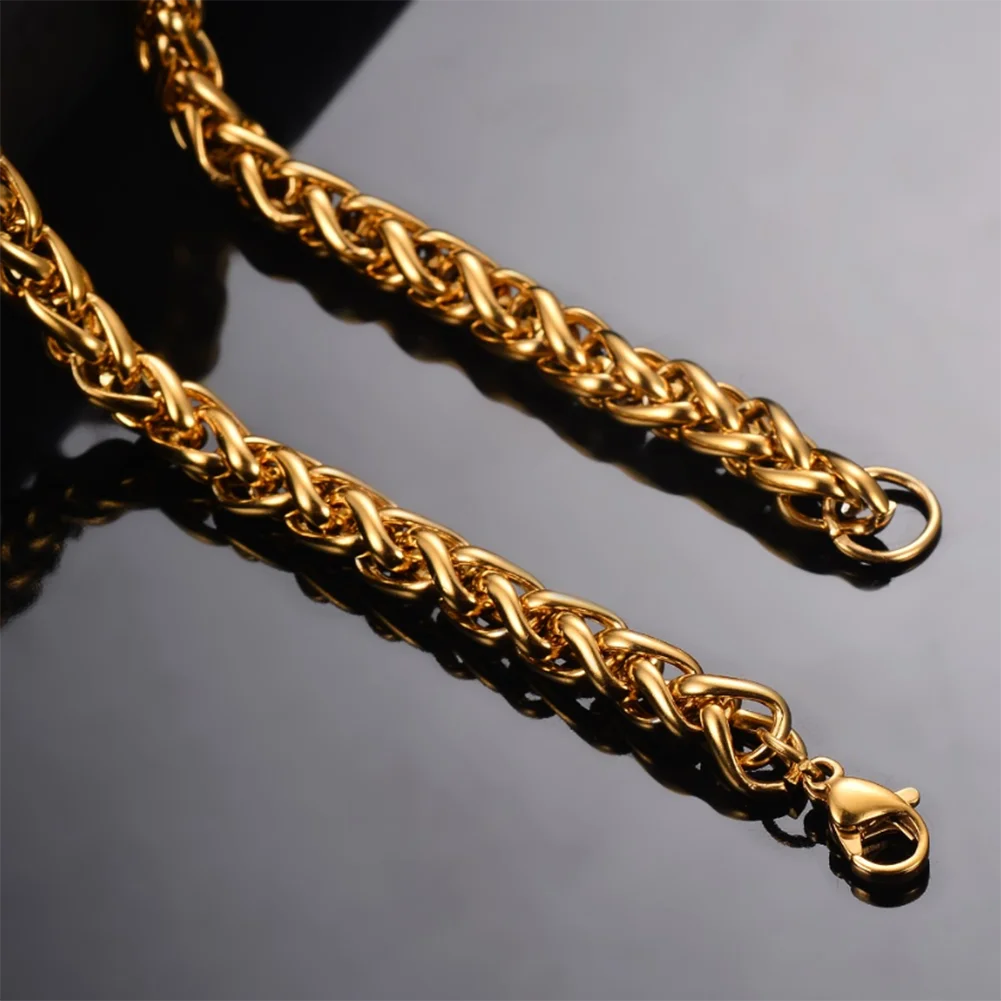 1Pice Width 3-6mm Link Chain Necklace for Men Women Gold Color Stainless Steel Chain Necklace 16-40 inches