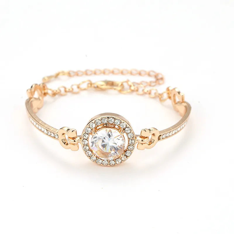 New Women Luxury Lucky Bracelet for Female Blue Crystal Heart Charm Bracelet Women Bridal Wedding Engagement Fine Jewelry Gift