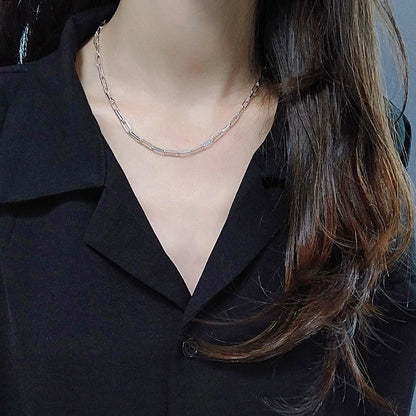 VENTFILLE 925 Sterling Silver Hiphop Necklace New Fashion Simple Geometric Handmade Clavicle Chain Party Jewelry Gifts for Women