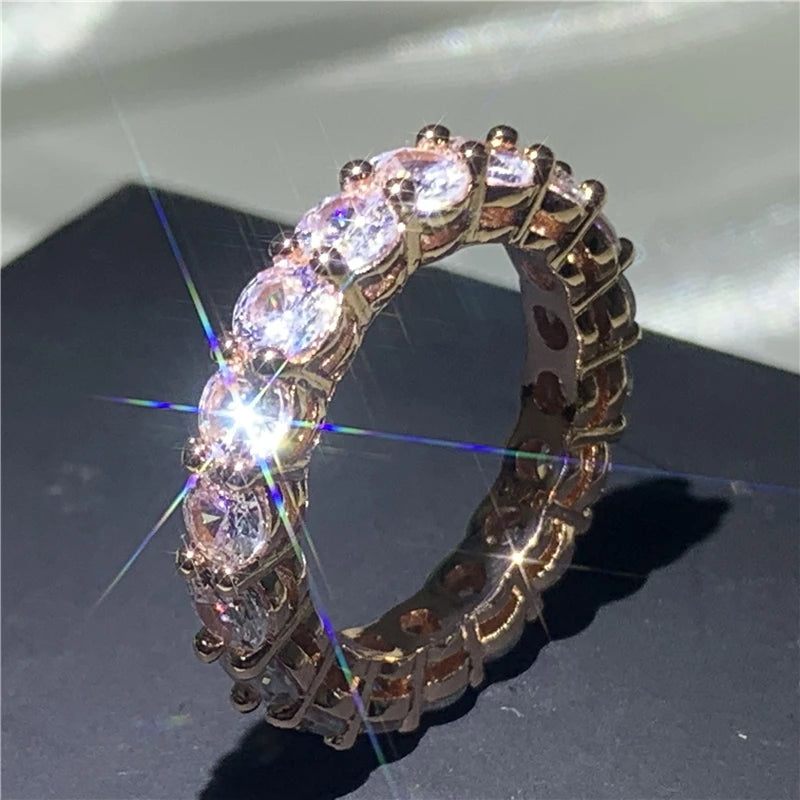 Couple Eternity 4mm Lab Diamond Ring 925 sterling silver Bijou Engagement Wedding band Rings for Women men Fine Party Jewelry