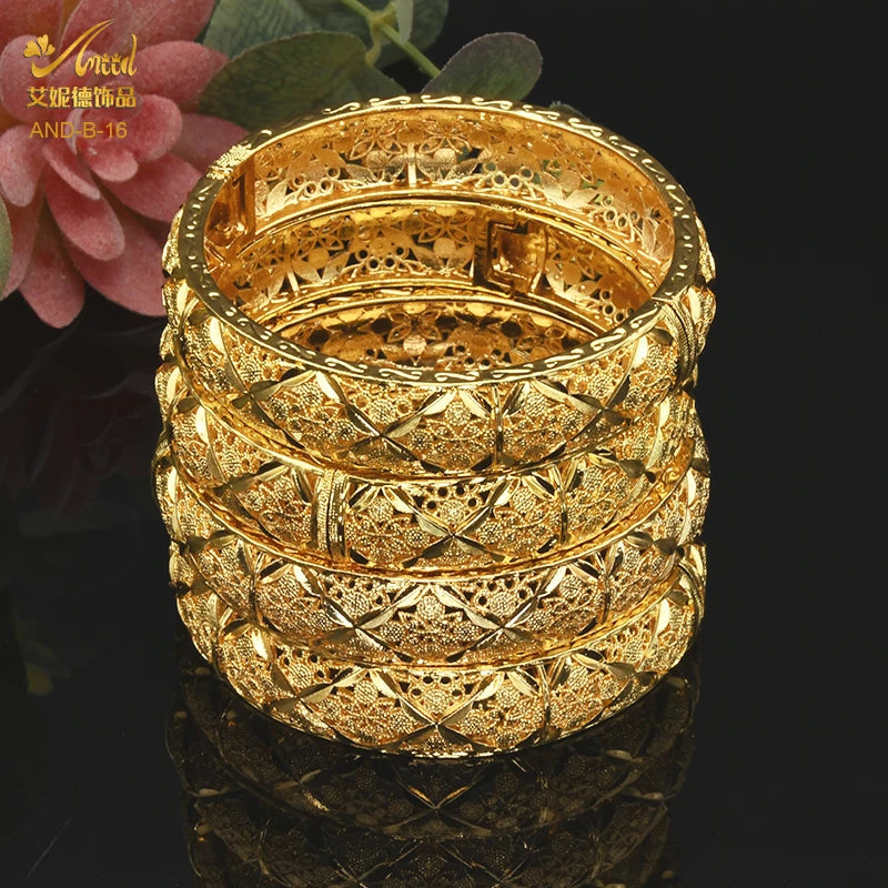 ANIID Dubai 24K Gold Color Hand Bracelet And Bangles Women Designer African Charm New Luxury High Quality Moroccan Jewelry