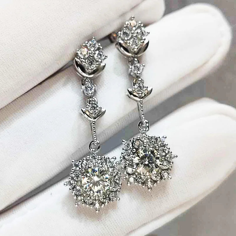 Huitan Trendy Silver Color Drop Earrings with AAA Crystal Cubic Zirconia Women Wedding Earrings for Party Jewelry New Drop Ship