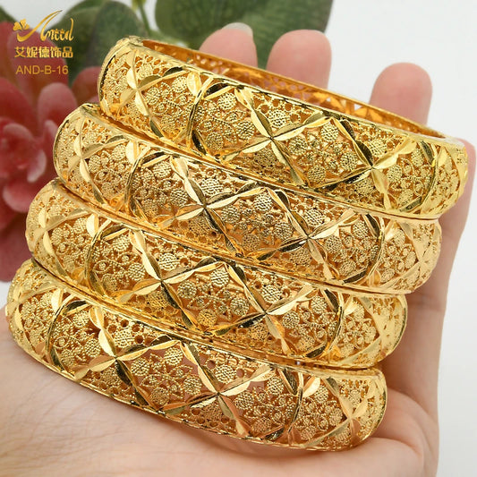 ANIID Dubai 24K Gold Color Hand Bracelet And Bangles Women Designer African Charm New Luxury High Quality Moroccan Jewelry