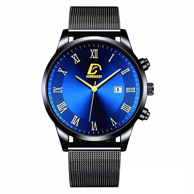 2025 Luxury Fashion Mens Minimalist Watches Luxury Stainless Steel Mesh Belt Quartz Watch Men Business Casual Clock reloj hombre