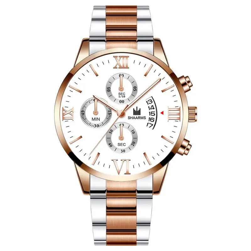 Business  Brand Luxury Men's Military Quartz Watch Men's Stainless Steel Gold Black Calendar Date Watch Male Clock Relogio