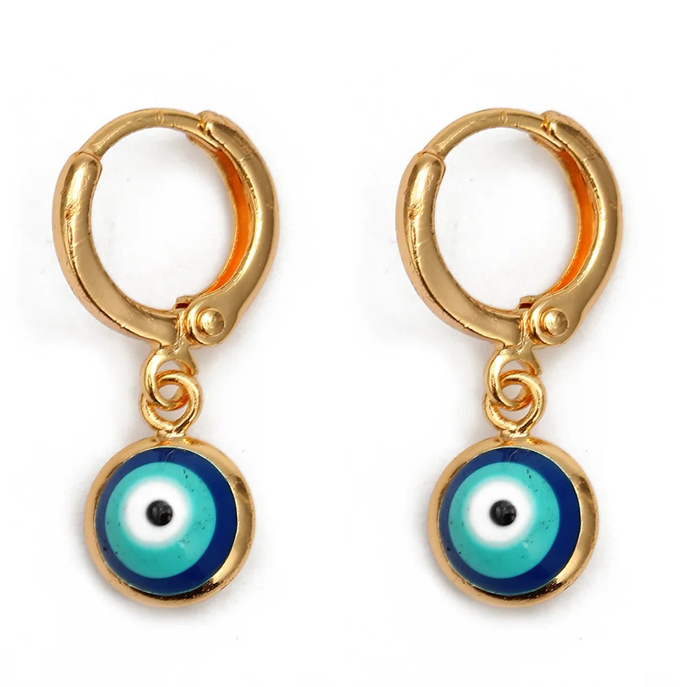 Lucky Eye Turkish Evil Eye Drop Earrings Colorful Charms Hanging Dangle Earrings for Women Ladies Copper Jewelry Gift EY6456