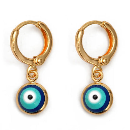 Lucky Eye Turkish Evil Eye Drop Earrings Colorful Charms Hanging Dangle Earrings for Women Ladies Copper Jewelry Gift EY6456