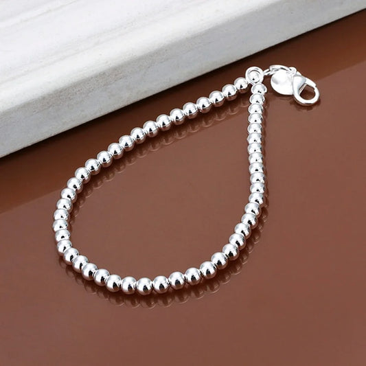 High quality fashion Silver color Jewelry charm women Chain lady wedding 6MM beads Bracelets factory price free shipping H114