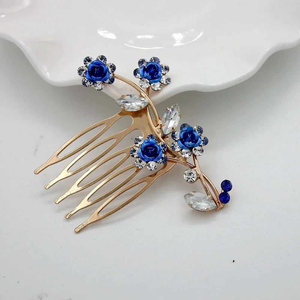 Fashion Hair Combs Flowers Jewelry Crystal Women Hairpins Bridal Hair Ornament Handmade Wedding Accessories Gift