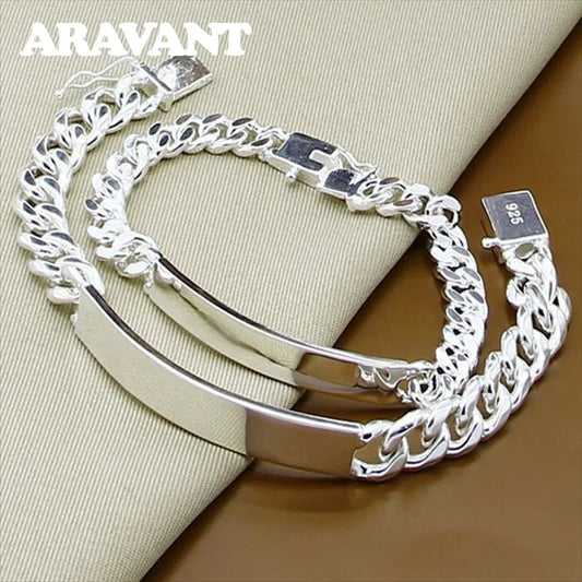 Aravant 925 Silver 2pcs/Set Charm Bracelets Sets For Women Men Fashion Jewelry