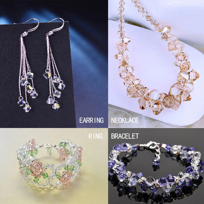 Buy 1 And Get 1 Free 4mm Shiny Crystal Beads Bicone Beads Glass Beads Loose Spacer Beads for bracelet DIY Jewelry Making  200pcs