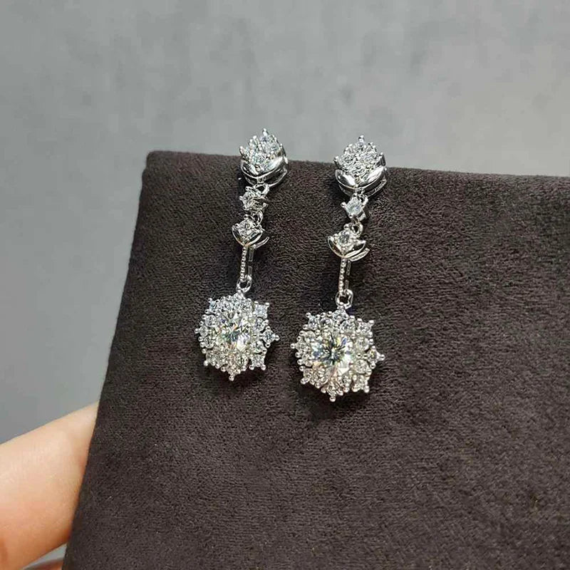 Huitan Trendy Silver Color Drop Earrings with AAA Crystal Cubic Zirconia Women Wedding Earrings for Party Jewelry New Drop Ship