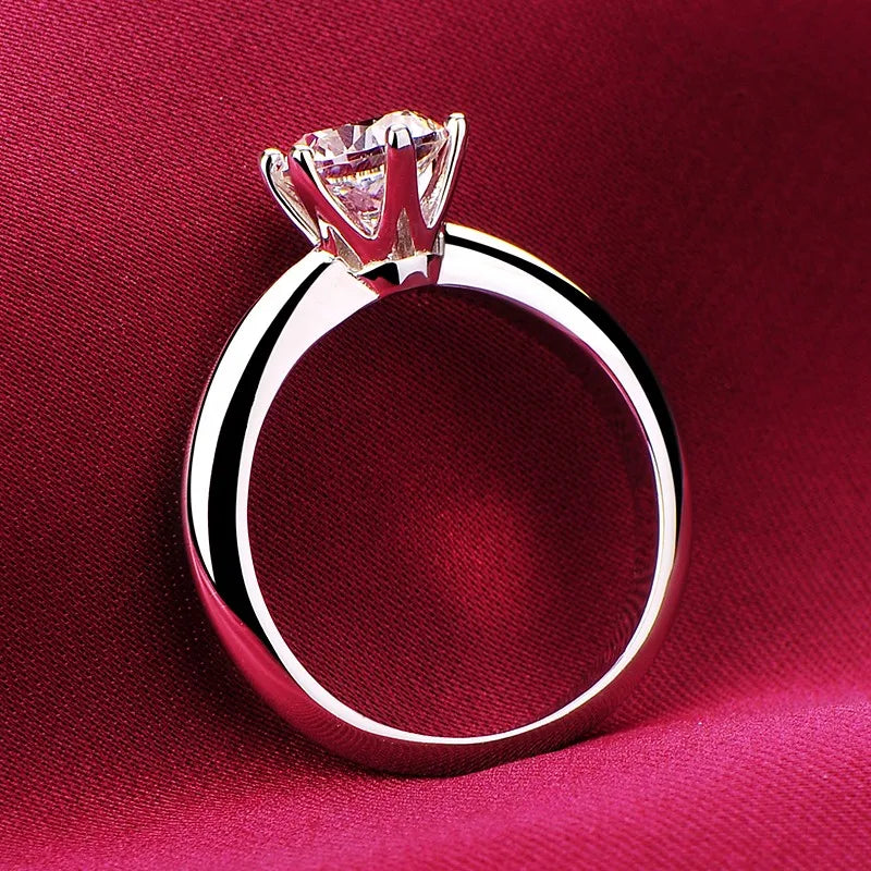 2025 Solitaire 1ct Lab Diamond Ring 100% Real 925 sterling silver Engagement Wedding band Rings for Women Bridal Party Jewelry