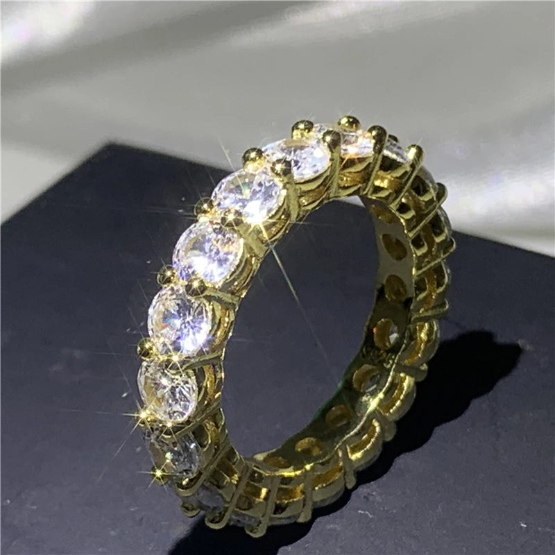 Couple Eternity 4mm Lab Diamond Ring 925 sterling silver Bijou Engagement Wedding band Rings for Women men Fine Party Jewelry