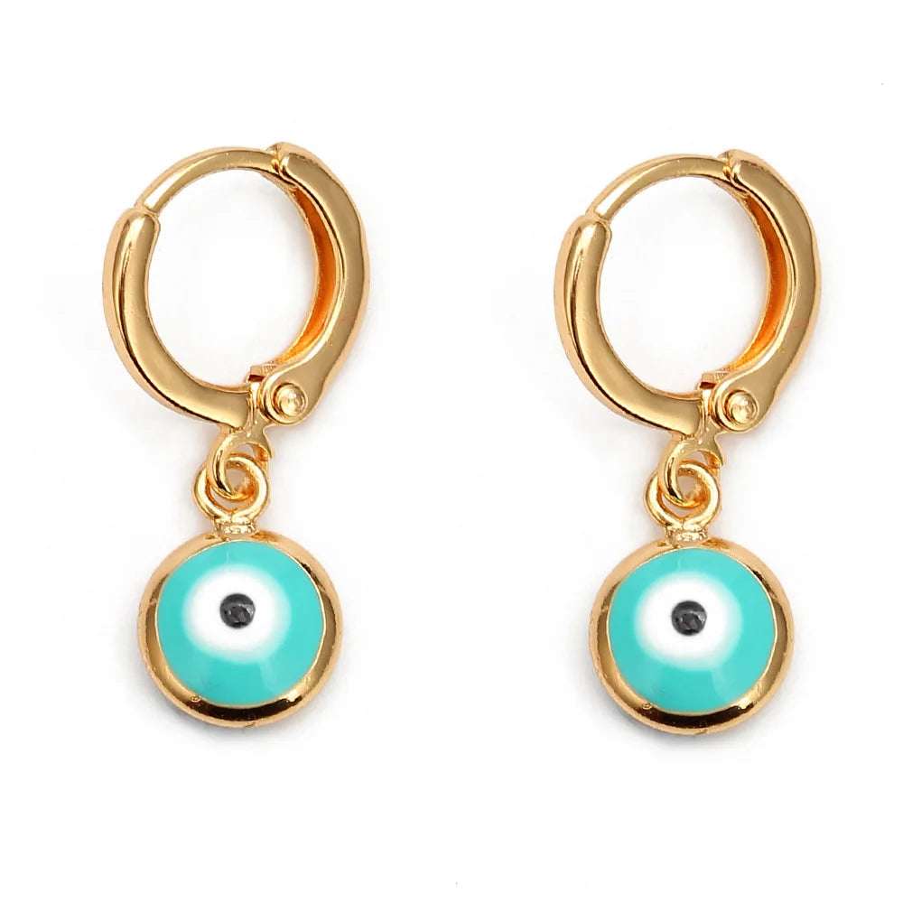 Lucky Eye Turkish Evil Eye Drop Earrings Colorful Charms Hanging Dangle Earrings for Women Ladies Copper Jewelry Gift EY6456