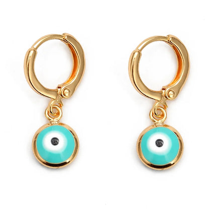 Lucky Eye Turkish Evil Eye Drop Earrings Colorful Charms Hanging Dangle Earrings for Women Ladies Copper Jewelry Gift EY6456