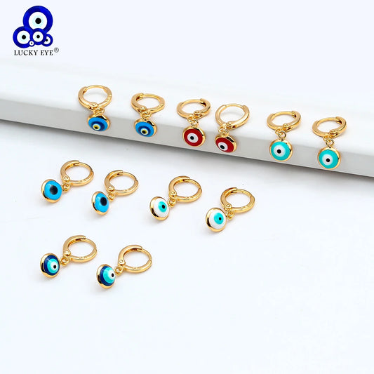 Lucky Eye Turkish Evil Eye Drop Earrings Colorful Charms Hanging Dangle Earrings for Women Ladies Copper Jewelry Gift EY6456