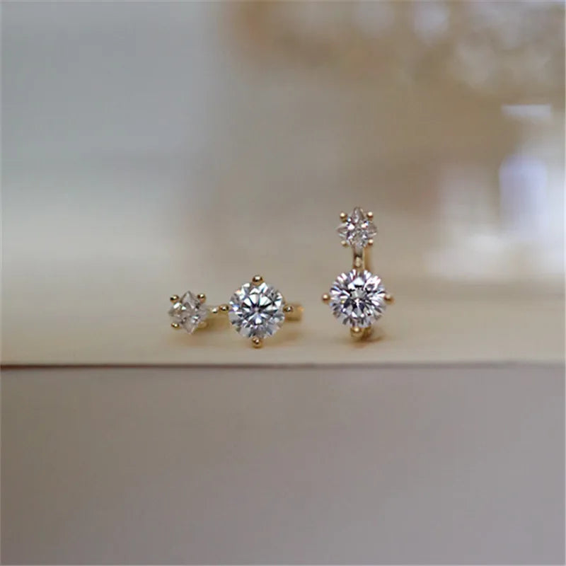 925 Sterling Silver Plating 14K Gold Earrings Korea Sweet Zircon Ear Studs Women Temperament Party Jewelry Gifts