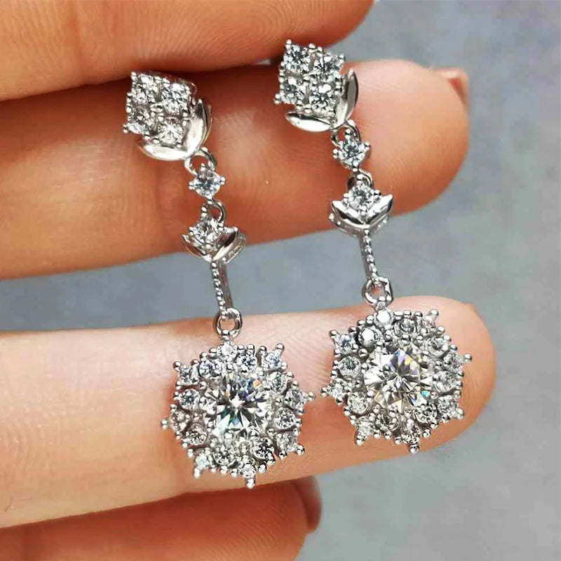 Huitan Trendy Silver Color Drop Earrings with AAA Crystal Cubic Zirconia Women Wedding Earrings for Party Jewelry New Drop Ship