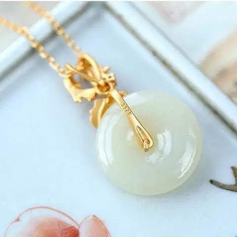 Designer original new natural Hetian jade koi necklace pendant retro light luxury ladies silver jewelry