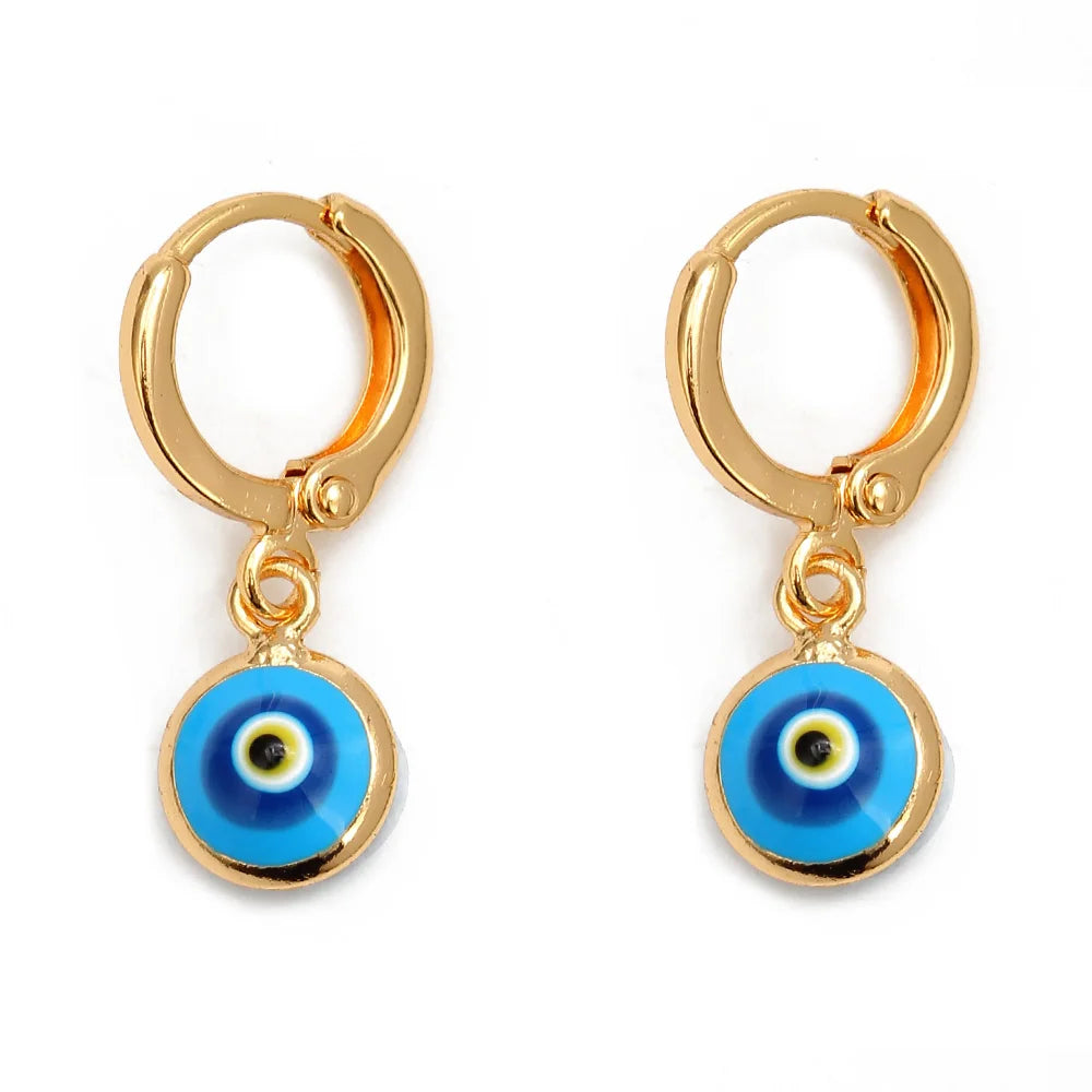 Lucky Eye Turkish Evil Eye Drop Earrings Colorful Charms Hanging Dangle Earrings for Women Ladies Copper Jewelry Gift EY6456