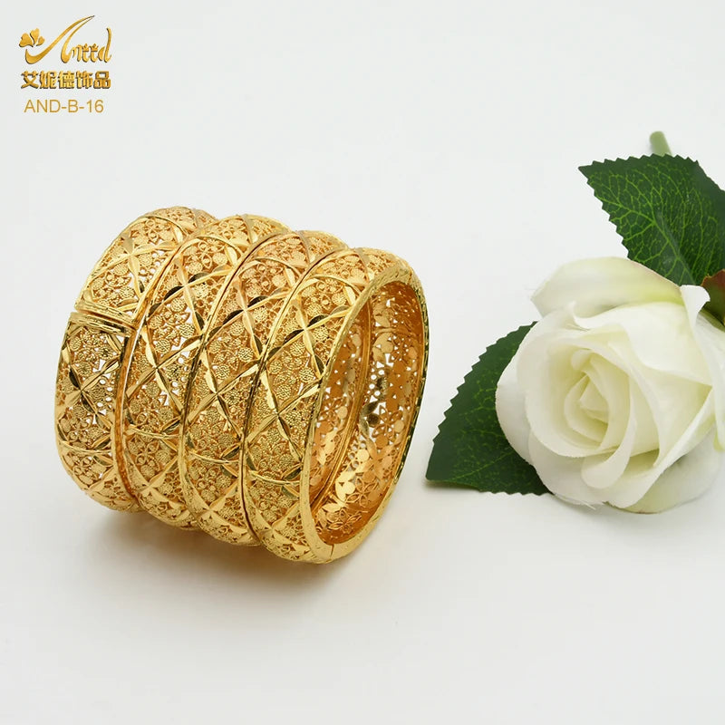 ANIID Dubai 24K Gold Color Hand Bracelet And Bangles Women Designer African Charm New Luxury High Quality Moroccan Jewelry