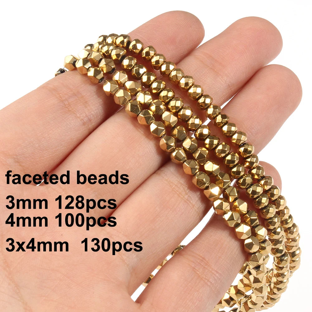 Retention Color AAA+ Gold Plated Hematite Beads Natural Stone Irregular Geometric Beads For Jewelry Making Diy Bracelet