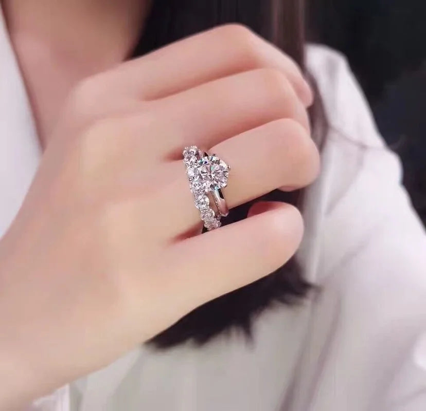 Couple Eternity 4mm Lab Diamond Ring 925 sterling silver Bijou Engagement Wedding band Rings for Women men Fine Party Jewelry
