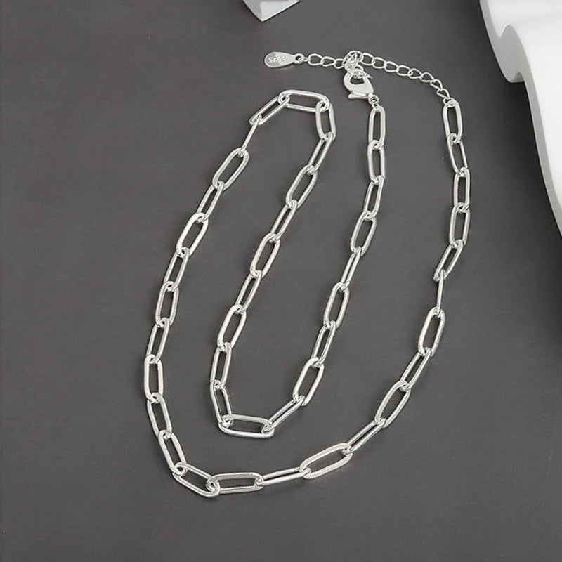 VENTFILLE 925 Sterling Silver Hiphop Necklace New Fashion Simple Geometric Handmade Clavicle Chain Party Jewelry Gifts for Women