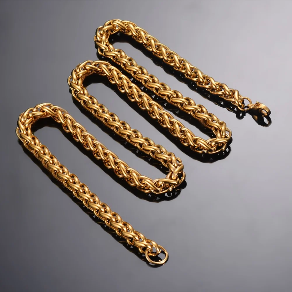 1Pice Width 3-6mm Link Chain Necklace for Men Women Gold Color Stainless Steel Chain Necklace 16-40 inches