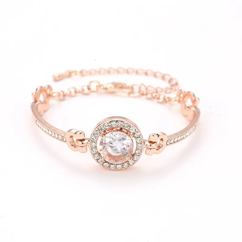 New Women Luxury Lucky Bracelet for Female Blue Crystal Heart Charm Bracelet Women Bridal Wedding Engagement Fine Jewelry Gift