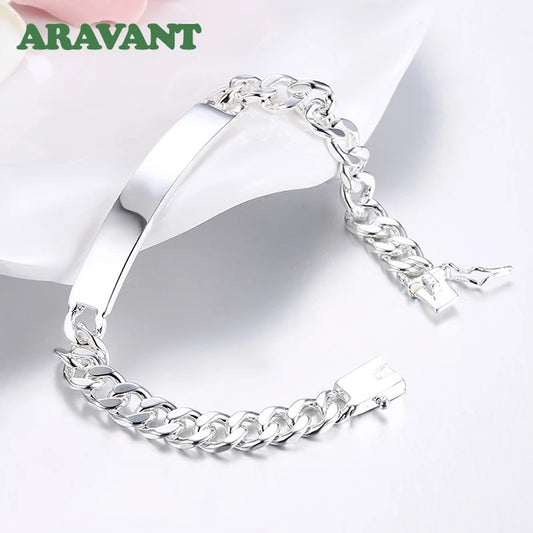 Aravant 925 Silver 2pcs/Set Charm Bracelets Sets For Women Men Fashion Jewelry