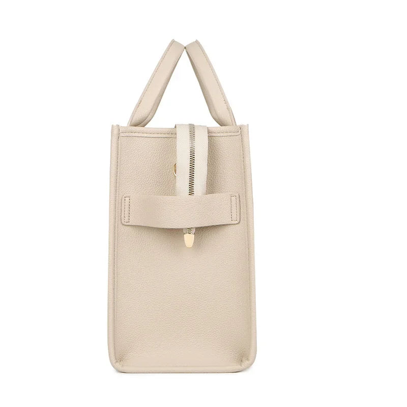 Simplified Casual Large Capacity Women's Tote Bag PU Letter Handbag Crossbody Bag Simple Style over Shoulder Bag for Ladies