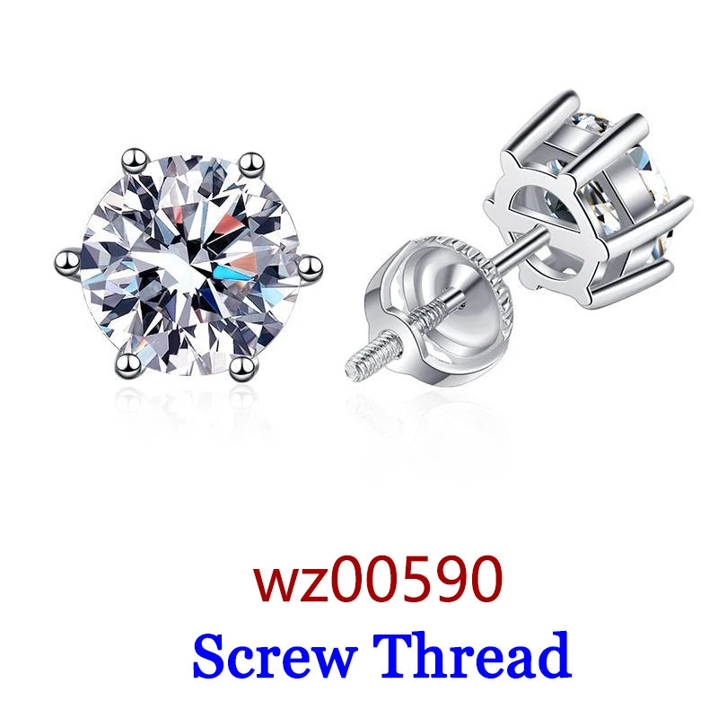 Premium 0.5-2ct Moissanite Diamond Stud Earrings for Women Orginal 925 Sterling Silver Screw Back Women Moissanite Earring 2025
