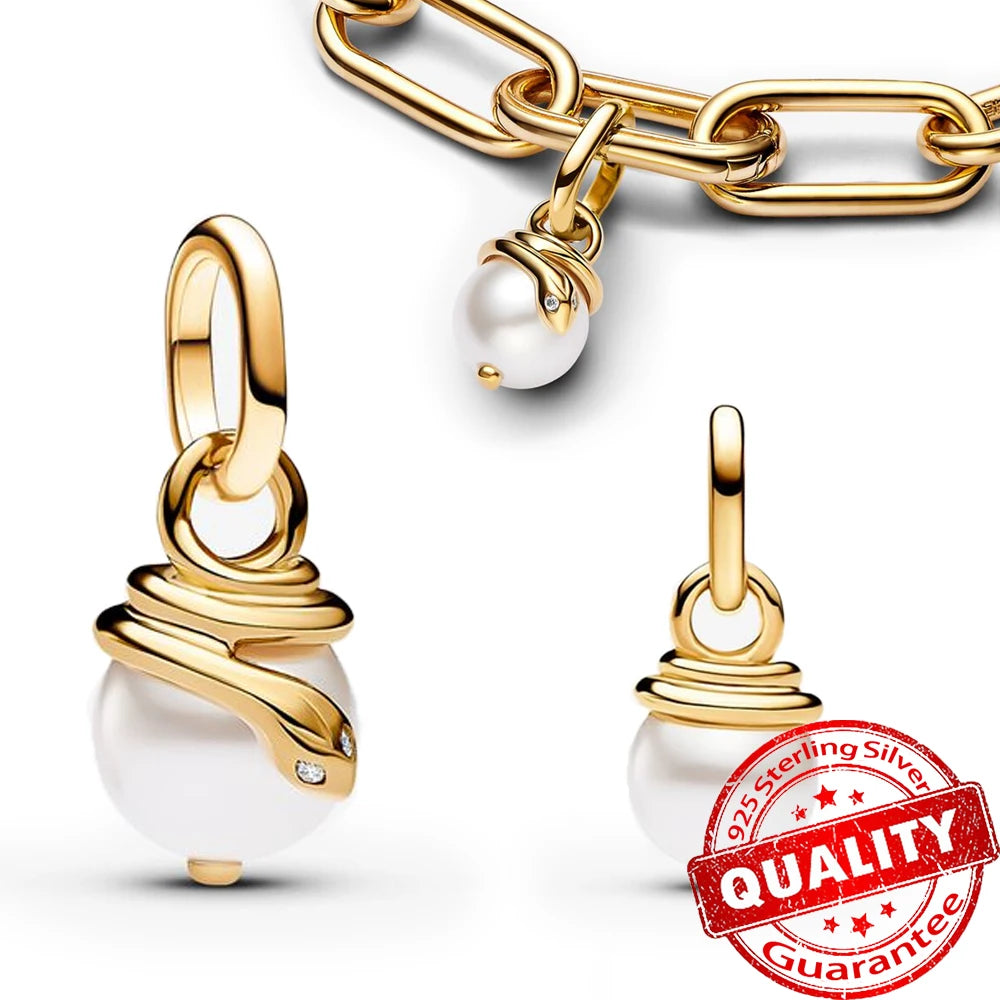 Sparkling Gold Monstera Leaf Charm Fit Original Bracelet 925 Sterling Silver Shark Tooth Mini Charm for Girls Party Jewelry