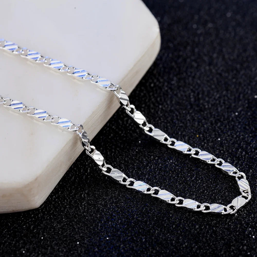 New 925 Silver Exquisite Fashion 18K Gold Filled Necklace For Women Men Size 16-30 Inch Jewelry Chain Wholesale