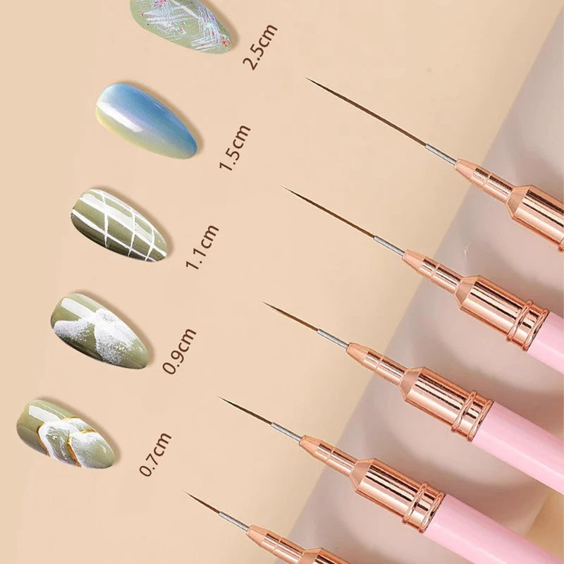7/9/11/15/25MM Nail Liner Brush Set Handle Nail Art Pen Brush Drawing Lines Stripe Painting Flower Pen Manicure Tools Nail Art