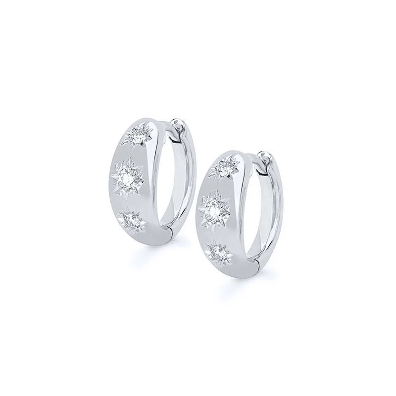 Aide 925 Sterling Silver Eight Pointed Star Sturdy Gold Hoop Buckle Earrings For Women Daily Minimalist Fine Jewelry Party Gift