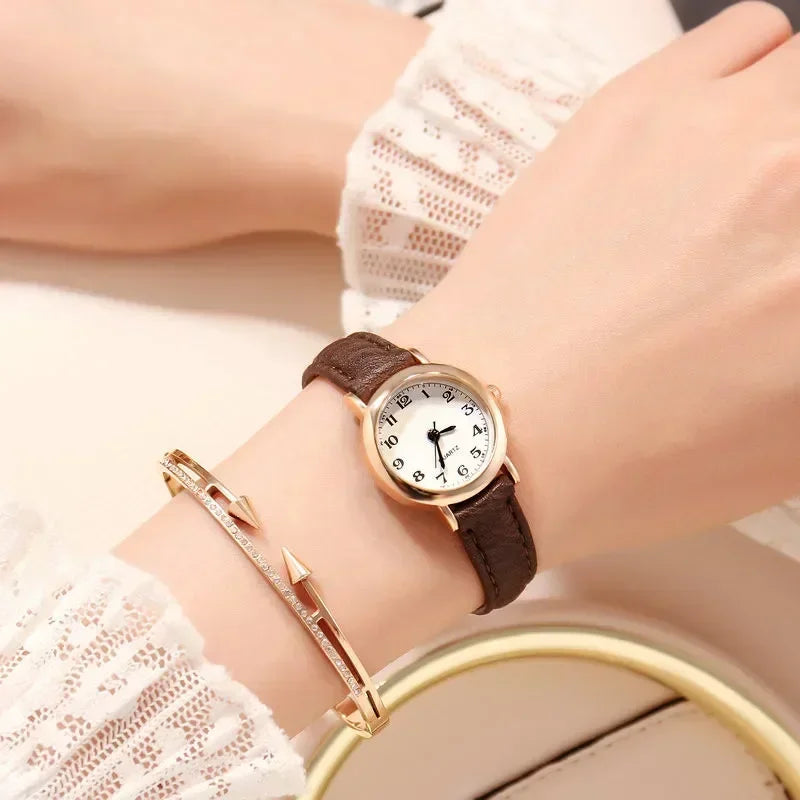 Simple Women Watches Small Round Girl's Belt Watches Quartz Wristwatches Dress Women's Watch Gift Women Watches Reloj Para Mujer