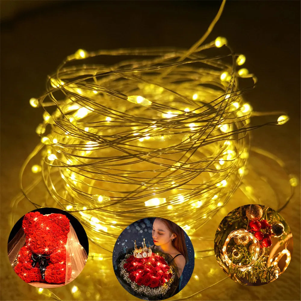 1Pack Fairy Light String Led Copper Wire String Light 1/2/3/5/10M Battery Powered For Bedroom Garden Party Wedding Decoration