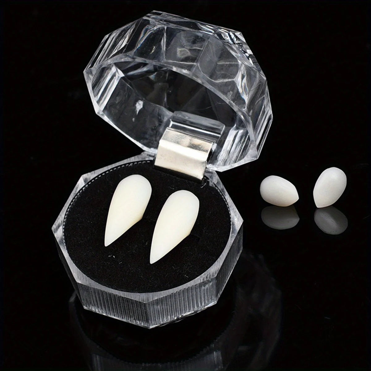 Fangs Dentures Props Halloween Decoration Props Resin Fake Teeth With Solid Glue Denture Adhesive Halloween Party Decor