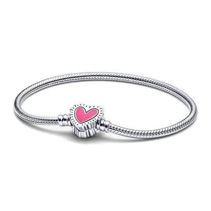 Sterling Silver 925 Original Pineapple Heart Flower Zircon Bracelet Suitable For DIY Charm Birthday Jewelry Gifts