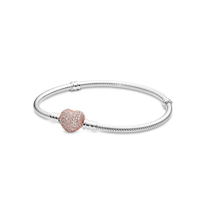 Sterling Silver 925 Original Pineapple Heart Flower Zircon Bracelet Suitable For DIY Charm Birthday Jewelry Gifts